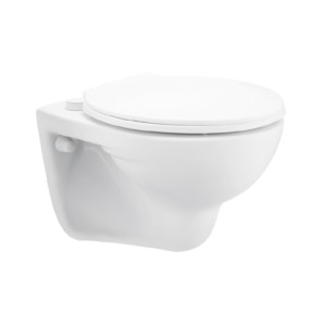 Cera Compact P Trap 490x350x330 Snow white wall hung EWC with Cintia soft close seat cover