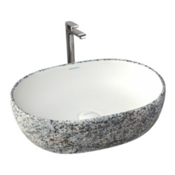 Varmora White Granite 490x350x136 Oval Wash Basins
